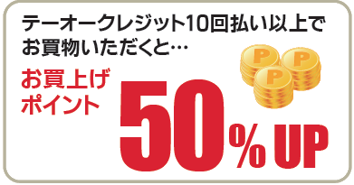 10回払以上なら50%UP